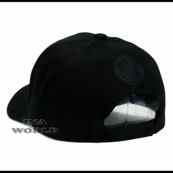 MEXICAN Hat MEXICO Federal Logo Embroidered Curved Bill Baseball Cap-Black/Black - Picture 5 of 6